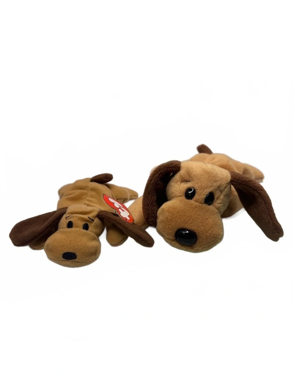 Ty Bones Beanie Baby Teenie Beanie Baby 2pc Plush Set Brown Dog Floppy Ears NWT